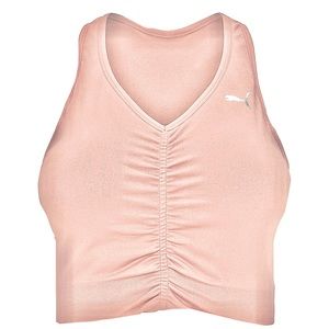 Puma Beige Logo Seamless DRYCELL Ruched Front Sports Bra, Women’s Size Medium.